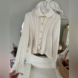 St John’s Bay cable knit button up sweater